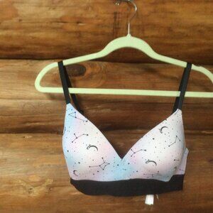 Victoria's Secret PINK Boardwalk Pink Cloudy Constellation Wireless Bra Size 34D